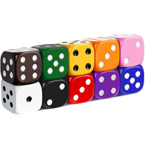 10X Würfelset Bunt 16mm – Spielwürfel aus Acryl, 6-seitig für Tischspiele & Zubehör 10X Würfelset Bunt 16mm – Spielwürfel aus Acryl, 6-seitig für Tischspiele & Zubehör von Jonami