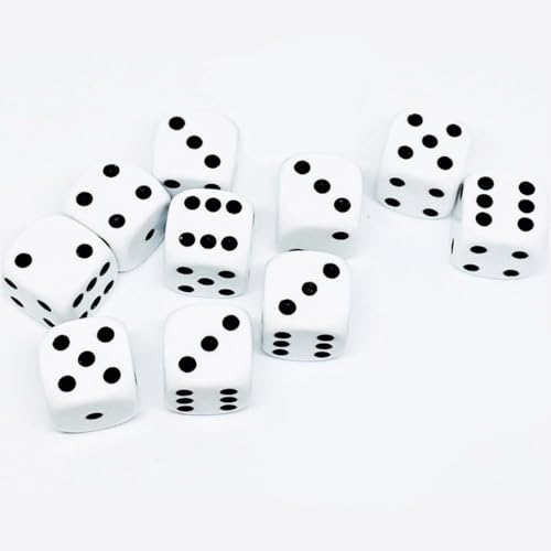 10X Würfelset Weiß 16mm – Spielwürfel aus Acryl, 6-seitig für Tischspiele & Zubehör von Jonami