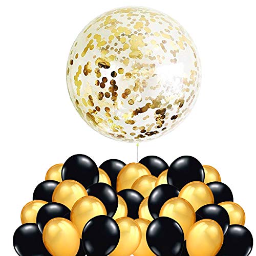 40 Luftballons Gold Schwarz Ballons + 1 Riesen Konfetti Luftballon Golden Deko Party Feier Dekoration für Geburtstag, Geburtstagsdeko 40 Luftballons Gold Schwarz Ballons + 1 Riesen Konfetti Luftballon Golden Deko Party Feier Dekoration für Geburtstag, Geburtstagsdeko von Jonami