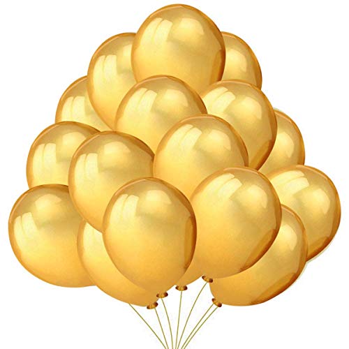50 Luftballons Gold Ballon Golden Premiumqualität 36 cm Partyballon 3g. Deko Party Feier Dekoration für Geburtstag, Geburtstagsdeko und Neujahr von Jonami