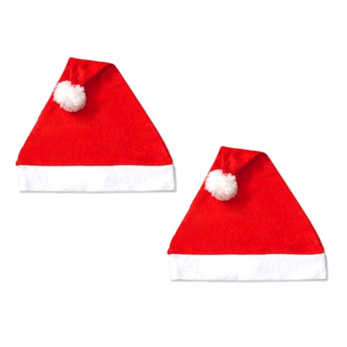 Jonami 2 Weihnachtsmützen, Nikolausmützen Weihnachtsmann Mütze Rot fur alle Erwachsene Einheitsgröße. Weihnachtszubehör von Jonami