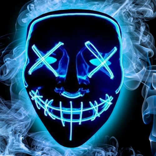 Jonami LED Halloween Maske Purge Lichteffekten Grusel Maske für Fasching, Karneval, Cosplay Kostüm für Herren & Damen - Blau von Jonami