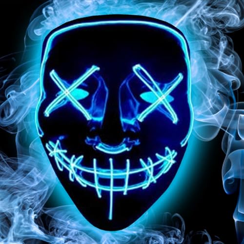 Jonami LED Halloween Maske Purge Lichteffekten Grusel Maske für Fasching, Karneval, Cosplay Kostüm für Herren & Damen - Blau Jonami LED Halloween Maske Purge Lichteffekten Grusel Maske für Fasching, Karneval, Cosplay Kostüm für Herren & Damen - Blau von Jonami