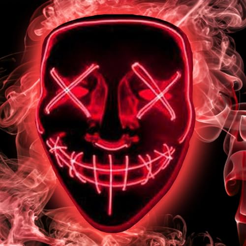 Jonami LED Halloween Maske Purge Lichteffekten Grusel Maske für Fasching, Karneval, Cosplay Kostüm für Herren & Damen - Rot von Jonami