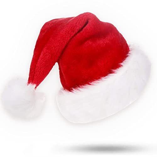 Jonami Weihnachtsmütze Nikolausmütze Plüsch. Weihnachtsmann Mütze Rot fur alle Erwachsene Einheitsgröße. Weihnachtszubehör von Jonami