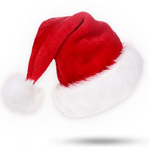 Weihnachtsmütze Nikolausmütze Plüsch. Weihnachtsmann Mütze Rot fur alle Erwachsene Einheitsgröße. Weihnachtszubehör von Jonami