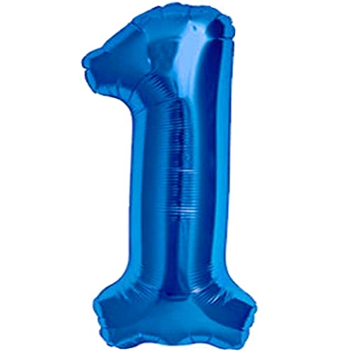 Luftballon 1. Geburtstag Zahl 1 Blau XXL Riesen Folienballon 100cm Geburtstagsdeko Jungen Ballon Zahl Deko zum Geburtstag. Fliegt mit Helium. von Jonami