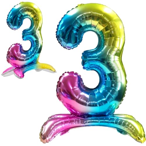 Luftballon 3. Geburtstag Zahl 3 Mehrfarbig Stehende Foil XXL Riesen Folienballon 82cm Geburtstagsdeko Ballon Zahl Deko zum Geburtstag. Luftballon 3. Geburtstag Zahl 3 Mehrfarbig Stehende Foil XXL Riesen Folienballon 82cm Geburtstagsdeko Ballon Zahl Deko zum Geburtstag. von Jonami