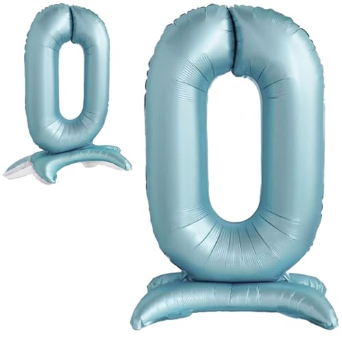 Luftballon Geburtstag Zahl 0 Hellblau Stehende XXL Riesen Folienballon 82cm Geburtstagsdeko Jungen Ballon Zahl Deko zum Geburtstag. von Jonami