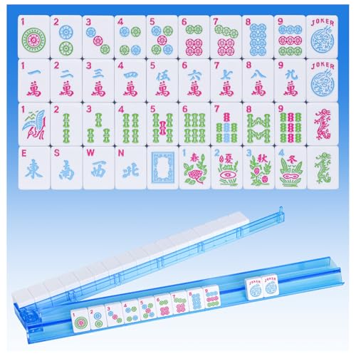 Jongyance American Mahjong Fliesenset (nur Fliesen, Regale nicht im Lieferumfang enthalten), 166 Stück 3 cm gravierte Mahjong-Fliesen von Jongyance