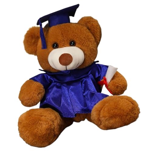 Jongyumo Abschluss Teddybär mit Doktorhut, 33cm Weich Kuscheltier Examensbär als Geschenk zur Graduierung, Gefülltes Tier Ausgestopfte Abschlussbär, Teddybär Bär Plüschtier mit Umhang und Zeugnis von Jongyumo