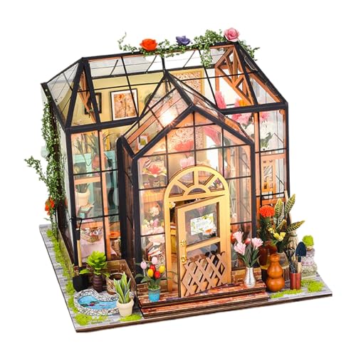 Miniatur Puppenhaus Bausatz - 3D Mini Gewächshaus Modellbausatz,Deko Anzeige für Schlafzimmer Zimmer Teenager Weihnachten Halloween BücherBibliothek Projekte von Jongyumo