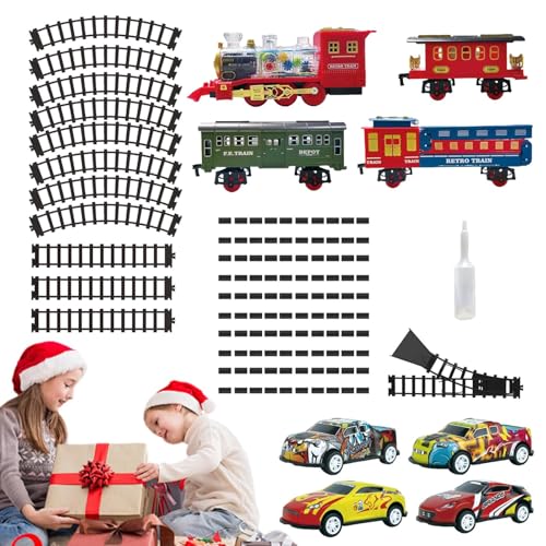 Modelleisenbahn-Set, Kindereisenbahn-Set - Klassisches Elektroeisenbahn-Spielzeug-Soundeisenbahn-Set,Batteriebetriebener Eisenbahnbausatz, Lokomotivmodell, Weihnachtsspielzeug für Kinder und Mädchen von Jongyumo