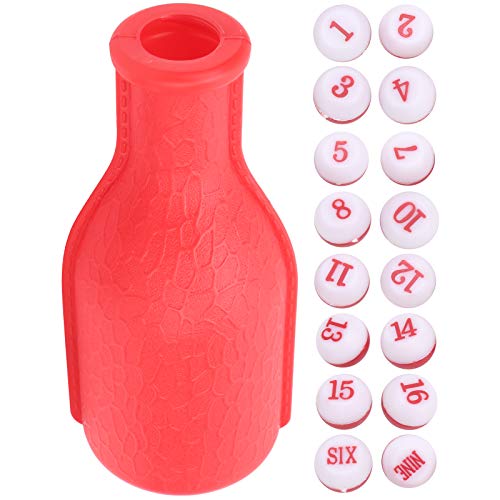 Jonlaki Billard Würfel, Unterhaltung Würfel Billard Shaker Flasche mit Shaker Flasche 16pcs Gummi Billardspiel Tool mit für Family Bars Club Nummeriert (Rot) von Jonlaki