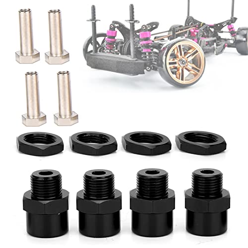 Jonlaki RC -Autorad -Hex Umwandlungsadapter, 12 Mm Bis 17 Mm Sechskant Hub mit 4 Adaptern, Hoher Härte Metall, Kompatibel mit D4 HSP 94123 1/10 Auto (Black) von Jonlaki