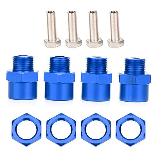 Jonlaki RC -Autorad -Hex Umwandlungsadapter, 12 Mm Bis 17 Mm Sechskant Hub mit 4 Adaptern, Hoher Härte Metall, Kompatibel mit D4 HSP 94123 1/10 Auto (Blue) von Jonlaki