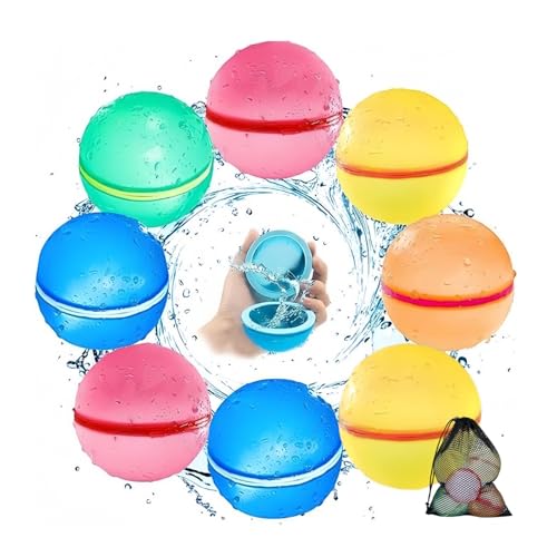 8 Stück Wasserbomben Wiederverwendbar mit 1 Mesh Bag,Silikon Water Balloons,Ideal für Wasserspielzeug Pool Spielzeug Strandspielzeug von Jonurphy