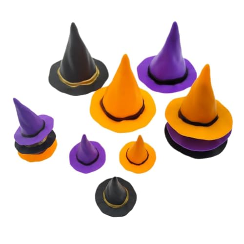 Jooehyer Mini-Hexenhut, Halloween-, Miniaturhüte, Klein, für Kuchen, Winziges Ornament, Haus, Plastikdekor, Basteldekoration von Jooehyer