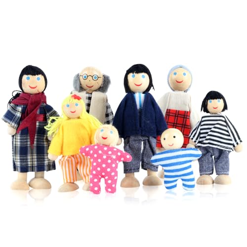 Jooheli 8 Stücke Puppenhaus Puppen, Puppenfamilien, Puppenhaus Puppenfamilie Set, Kinder Spielzeug Minipuppen für Puppenhaus Familie Zubehör von Jooheli
