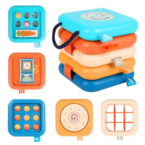 Joollurm Busy Activity Cube für Kleinkinder, 8 in 1 Montessori Spielzeug für Babys 1 2 3 Jahre, Baby Flugzeug Reisespielzeug, sensorisches pädagogisches Entwicklungsspielzeug für Jungen Mädchen Geburt von Joollurm