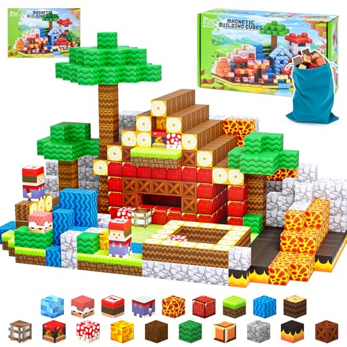 Magnetische Bausteine [100PCS 2.5cm] Build Mine Magnete Welt Pumpkin Edition, Magnet magnetbausteine für Jungen und Mädchen Spielzeug ab 3+ Jahre, STEM Montessori Spielzeug für Kinder 4 5 6 7 8 9 von Jooyflares