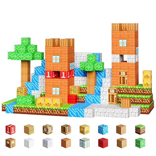 Magnetische Bausteine 100PCS [Upgrade 2,5 cm] Bauen Mine Magnete Welt Set für Kinder Montessori Kreative Spielzeug ab 4 5 6 7 8 9, Magnetspiel Spielzeug für Kinder Geschenke ab 3+ Jahre Mädchen Jungs von Jooyflares