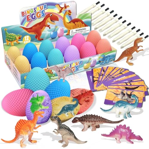 Joozmui Dino Ausgrabungsset für Kinder, Osterei Dekorationsset Ei Dinosaurier Spielzeug ab 4-10 Jahre Junge Spielzeug Figuren Geschenk Gemalte Deko Ostereier für Kinder von Joozmui