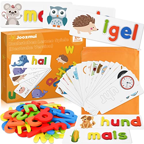 Joozmui Kinderspielzeug ab 3 4 5 6 7 Jahre, Buchstaben Lernen Lernspiele ab 3-7 Jahre Lesen Lernen Montessori Spielzeug ab 3-8 Jahre Junge Einschulung Geschenk von Joozmui