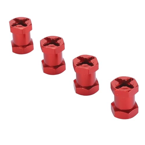 Jopwkuin Sechskant-Unterlegscheiben für RC-Räder, 4 Stück, Solide, Einfach zu Installierende RC-Sechskantnabenverlängerungen aus Aluminiumlegierung, Universell für RC-Autos (Rot) von Jopwkuin
