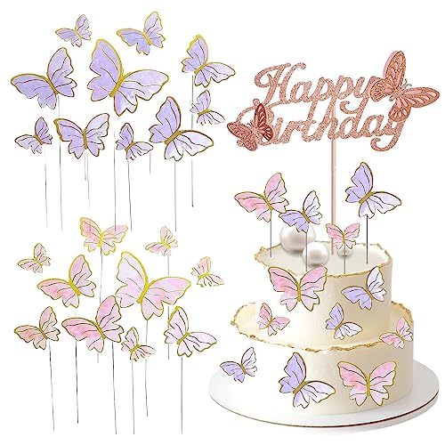 21 Stück Schmetterlinge Tortendeko, Kuchen Topper, Happy Birthday Dekoration für Mädchen Geburtstag und Geburtstagsfeier 21 Stück Schmetterlinge Tortendeko, Kuchen Topper, Happy Birthday Dekoration für Mädchen Geburtstag und Geburtstagsfeier von Jormftte