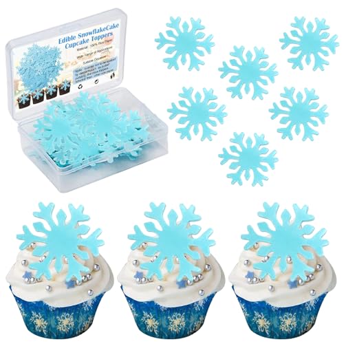 50pcs Schneeflocke Tortendeko, Schneeflocken Kuchen Dekorationen, Kuchen Topper, Winter Cupcake Schneeflocke, Für Winter Thema Geburtstag Party Kuchen, Weihnachten Kuchendeko(Blau) von Jormftte