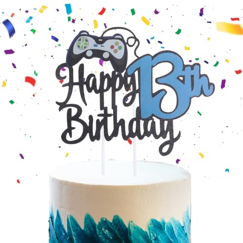 Tortenaufsatz zum 13. Geburtstag für Jungen, offizielle Teenager-Kuchendekoration, glitzerndes Videospiel-Kuchenaufsatz, Spiel auf mit Controllern Tortenaufsatz zum 13. Geburtstag für Jungen, offizielle Teenager-Kuchendekoration, glitzerndes Videospiel-Kuchenaufsatz, Spiel auf mit Controllern von Jormftte