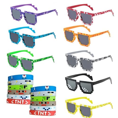 Jortmrd 8 Pixel Sonnenbrille Bunt Thug Life Brille und 12 Spiel Pixel Silikon Armband für Minecraft Geburtstagsdeko Pixel Brille für Kinder Erwachsene Halloween Karneval Cosplay (20 Stück) Jortmrd 8 Pixel Sonnenbrille Bunt Thug Life Brille und 12 Spiel Pixel Silikon Armband für Minecraft Geburtstagsdeko Pixel Brille für Kinder Erwachsene Halloween Karneval Cosplay (20 Stück) von Jortmrd