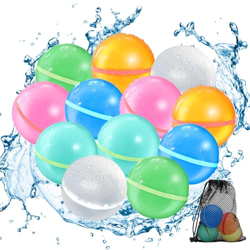 Jortmrd Magnetische Wasserbomben Wiederverwendbar 12 Stück & 1 Mesh Bag, Magnet Selbstschließend Wasserballons Schnell Wiederbefüllbare Silikon Wasserbomben für Sommer Wasserspielzeug, Pool, Poolparty Jortmrd Magnetische Wasserbomben Wiederverwendbar 12 Stück & 1 Mesh Bag, Magnet Selbstschließend Wasserballons Schnell Wiederbefüllbare Silikon Wasserbomben für Sommer Wasserspielzeug, Pool, Poolparty von Jortmrd