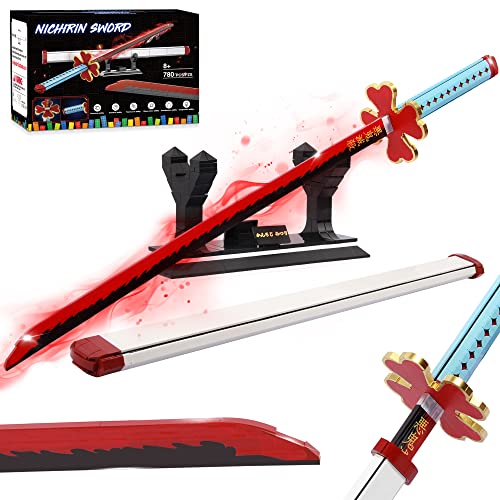 Demon Slayer Schwerter Kompatibel mit Lego, 39 Zoll Kanroji Mitsuri Schwert Baustein Katana mit Scheide und Ständer, Anime Schwert Bauspielzeug für Mädchen 8-10, 780 Teile von Jorumo