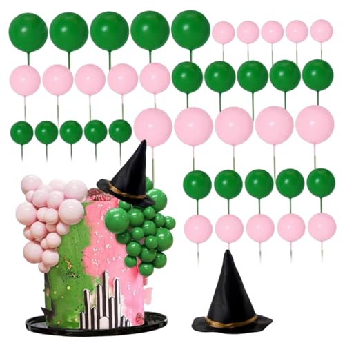 42pcs böser Kuchen -Topper Hexenhut Crown Mini Ballons Cupcake Topper für Geburtstag Halloween Party Dekorationen Vorräte von Jorzer