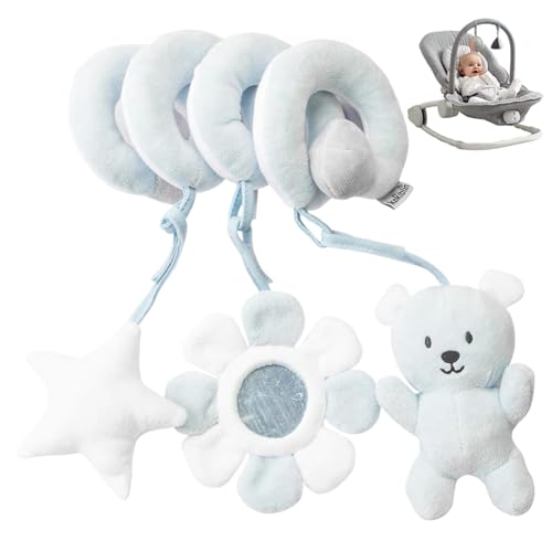 Autositzspielzeug, Junge spiralförmige lustige Baby-Kinderbett-Spielsachen mit Klapperkrankungen frühbildende Carsat für Babys 0-6 Monate Neugeborene Jungen Mädchen, Bär von Jorzer