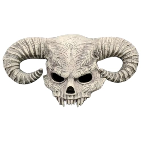 Demon Maske Halloween Animal Skull Mask Skelett Kuhhorn Voller Kopf Grusel Halloween Kostüm Requisiten für erwachsene Kinder von Jorzer