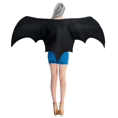 Fledermauskostüm für Erwachsene, 71 x 33 Zoll schwarzer Fledermausärmelflügel, atmungsaktive Halloweenkostüme für Copsplay-Requisiten, Halloween-Rollenspielumhang, Hexenkostüm von Jorzer