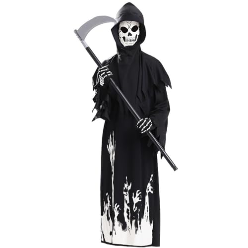 Grim Reaper Kostüm, leuchtende gruselige Halloween -Kostüme umfassen Handschuhe und Sichel -Cosplay -Outfits für Erwachsene Frauen Männer Ghostface -Kostüm, beängstigende Kostüme, Cosplay -Outfits Grim Reaper Kostüm, leuchtende gruselige Halloween -Kostüme umfassen Handschuhe und Sichel -Cosplay -Outfits für Erwachsene Frauen Männer Ghostface -Kostüm, beängstigende Kostüme, Cosplay -Outfits von Jorzer