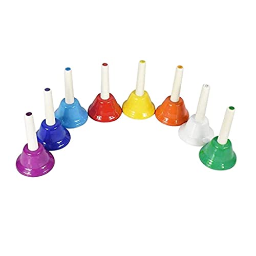 Handglocken 8 Note Hand Bell Musical Handbells Set Bunte Handbells für Kinder Kinder Musikinstrumente Spielzeug 8pcs von Jorzer