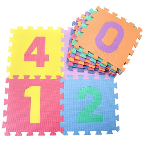 Ineinandergreifende Schaumfliesen, 10pcs Kinderschaumspiele Spielmatte 11.8 Quadratnummern Floor Puzzle Eva Nummern Bodenmattenzahlenzahlen für Neugeborene, Kleinkinder, Kinder von Jorzer