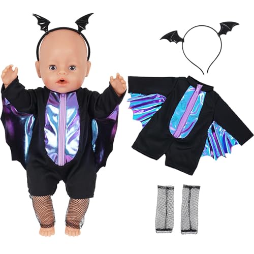 Jorzer 18 Zoll Puppenkleidung und Accessoires umfassen Jumpsuit, Stirnband- und Netzstrümpfe, hübsche Puppenkleidung für Halloween -Kostüme Mädchengeschenke von Jorzer