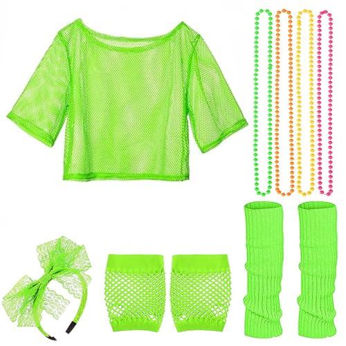 Jorzer 80er Jahre Kostüm für Frauen, 80er -Outfit -Kostüm umfassen Fischereiobertop, Stirnband, Halskette, Handschuhe und Beinwärme, Neon -Party - -Outfits für Party, hellgrün Jorzer 80er Jahre Kostüm für Frauen, 80er -Outfit -Kostüm umfassen Fischereiobertop, Stirnband, Halskette, Handschuhe und Beinwärme, Neon -Party - -Outfits für Party, hellgrün von Jorzer