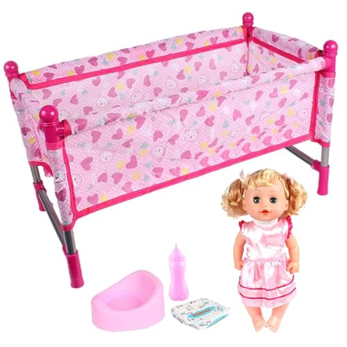Jorzer Babypoll Crib Set Realistic Interessantes Bett Set beinhaltet anhörbare Puppe, Kinderbett, Windel, Milchflasche und Urinal, Babypuppen für das Totendspiel, Rollenspiele Jorzer Babypoll Crib Set Realistic Interessantes Bett Set beinhaltet anhörbare Puppe, Kinderbett, Windel, Milchflasche und Urinal, Babypuppen für das Totendspiel, Rollenspiele von Jorzer