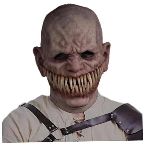 Jorzer Beängstigende Maske, Silikon scharfe Zähne realistische Masken für Erwachsene menschliches Gesicht, Halloween Requisiten für Karnevals Cosplay Kostümparty Spukhaus Spukhaus von Jorzer