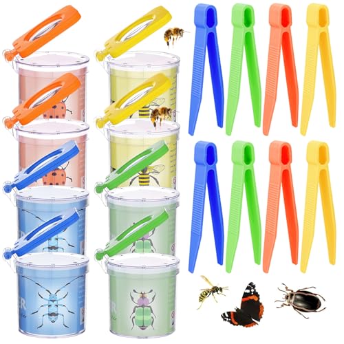 Jorzer Butterfly Catcher für Kinder 8 Sätze transparentes Beobachtung Schmetterlings -Kit mit Vergrößerung von Glas Bildung Tragbares Outdoor -Spielzeug für Naturforschungen von Jorzer