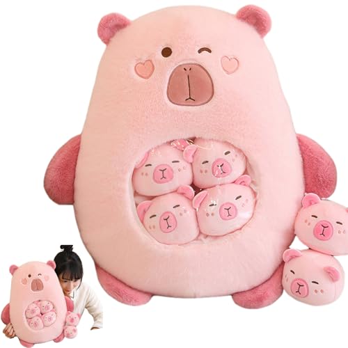 Jorzer Capybara Plüsch mit 6 abnehmbaren Mini -Capybara im 14x18 -Zoll -Snack Kissen Baumwolle ausgestopft. Jorzer Capybara Plüsch mit 6 abnehmbaren Mini -Capybara im 14x18 -Zoll -Snack Kissen Baumwolle ausgestopft. von Jorzer