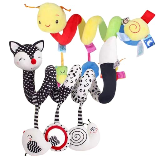 Jorzer Crib Toys, 2pcs Spiralwurm und Fox Baby Autositz Spielzeug mit klingelnder Glocke, hängende Kinderwagenspielzeug, Entwicklungsspielzeug für 0-36m Geschenke Jorzer Crib Toys, 2pcs Spiralwurm und Fox Baby Autositz Spielzeug mit klingelnder Glocke, hängende Kinderwagenspielzeug, Entwicklungsspielzeug für 0-36m Geschenke von Jorzer