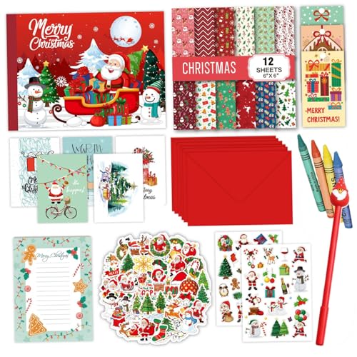 Jorzer DIY-Tagebuch-Set für Mädchen, Frohe Weihnachten-Tagebuch-Set, Scrapbook- mit Aufklebern, Scrapbook- und -Zubehör für Kindergeburtstage und Weihnachten von Jorzer